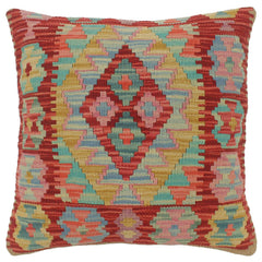 handmade Tribal Turkish Antique Red Blue Hand-Woven SQUARE 100% WOOL pillow