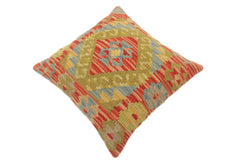 handmade Tribal Turkish Antique Rust Blue Hand-Woven SQUARE 100% WOOL pillow