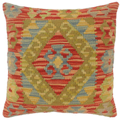handmade Tribal Turkish Antique Rust Blue Hand-Woven SQUARE 100% WOOL pillow
