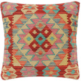 handmade Tribal Turkish Antique Red Blue Hand-Woven SQUARE 100% WOOL pillow