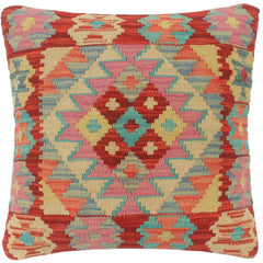 handmade Tribal Turkish Antique Red Blue Hand-Woven SQUARE 100% WOOL pillow
