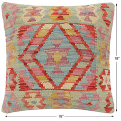 handmade Tribal Turkish Antique Red Blue Hand-Woven SQUARE 100% WOOL pillow