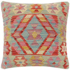 handmade Tribal Turkish Antique Red Blue Hand-Woven SQUARE 100% WOOL pillow