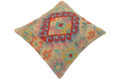 handmade Tribal Turkish Antique Blue Red Hand-Woven SQUARE 100% WOOL pillow