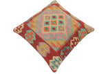 handmade Tribal Turkish Antique Red Blue Hand-Woven SQUARE 100% WOOL pillow