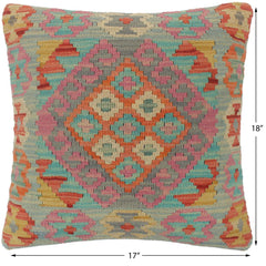 handmade Tribal Turkish Antique Blue Red Hand-Woven SQUARE 100% WOOL pillow