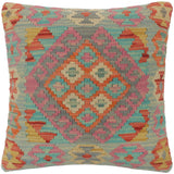 handmade Tribal Turkish Antique Blue Red Hand-Woven SQUARE 100% WOOL pillow