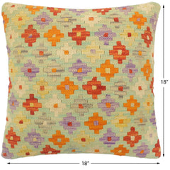 handmade Tribal Turkish Antique Blue Rust Hand-Woven SQUARE 100% WOOL pillow