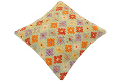 handmade Tribal Turkish Antique Blue Rust Hand-Woven SQUARE 100% WOOL pillow