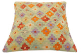 handmade Tribal Turkish Antique Blue Rust Hand-Woven SQUARE 100% WOOL pillow