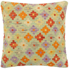 handmade Tribal Turkish Antique Blue Rust Hand-Woven SQUARE 100% WOOL pillow