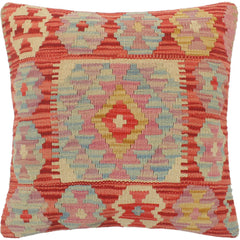 handmade Tribal Turkish Antique Red Blue Hand-Woven SQUARE 100% WOOL pillow
