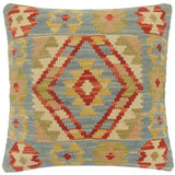 handmade Tribal Turkish Antique Blue Rust Hand-Woven SQUARE 100% WOOL pillow
