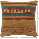 handmade Tribal Turkish Antique Brown Purple Hand-Woven SQUARE 100% WOOL pillow