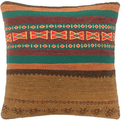 handmade Tribal Turkish Antique Brown Rust Hand-Woven SQUARE 100% WOOL pillow
