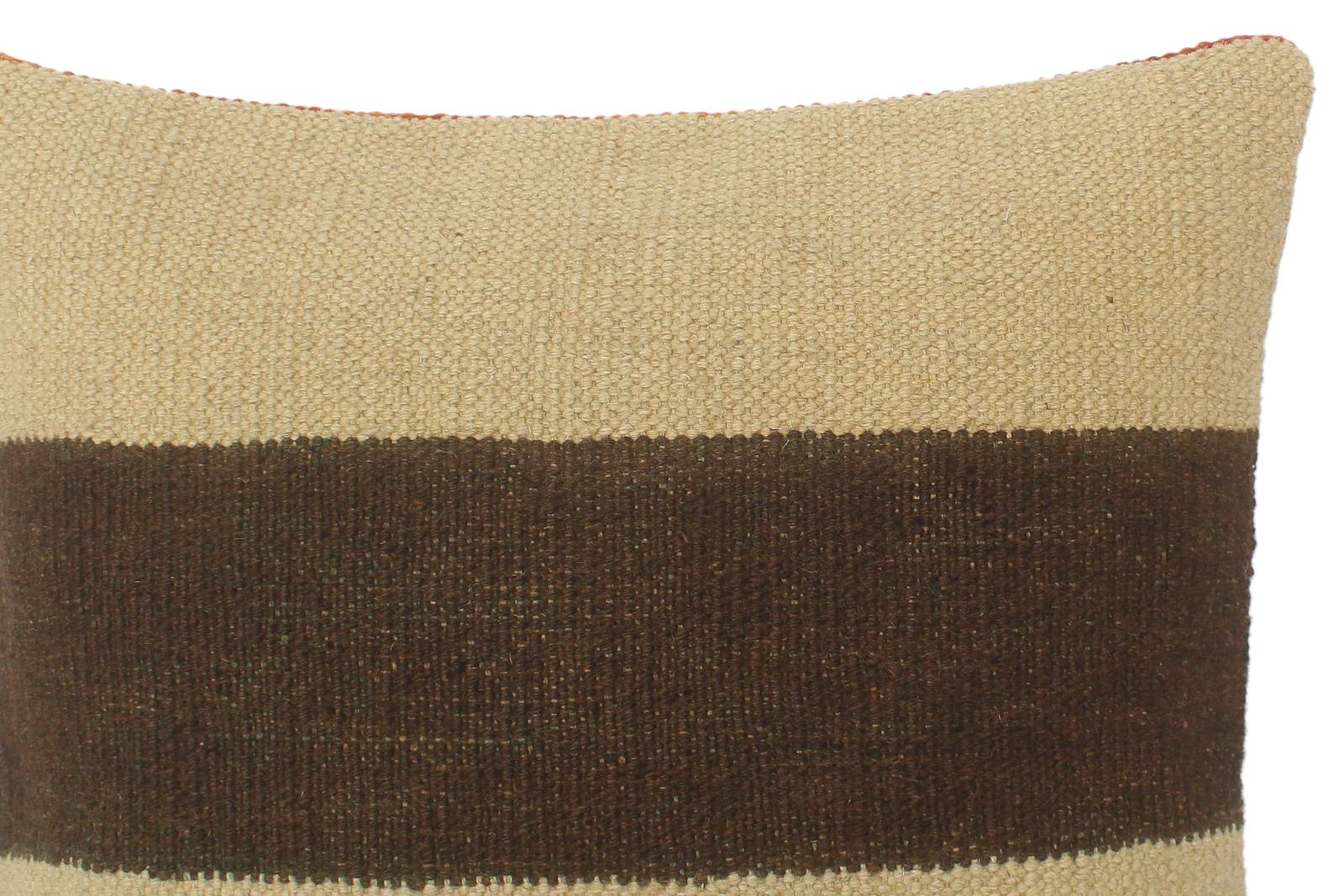 handmade Tribal Turkish Antique Beige Brown Hand-Woven SQUARE 100% WOOL pillow