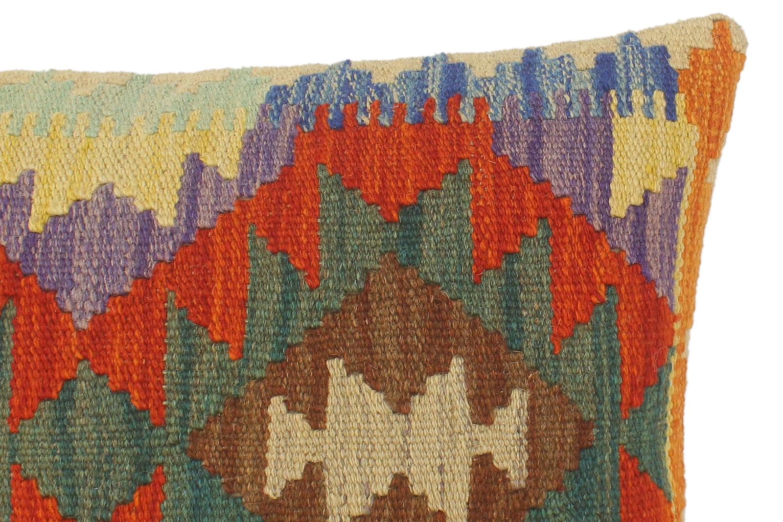 handmade Tribal Rust Blue Hand-Woven RECTANGLE 100% WOOL Pillow