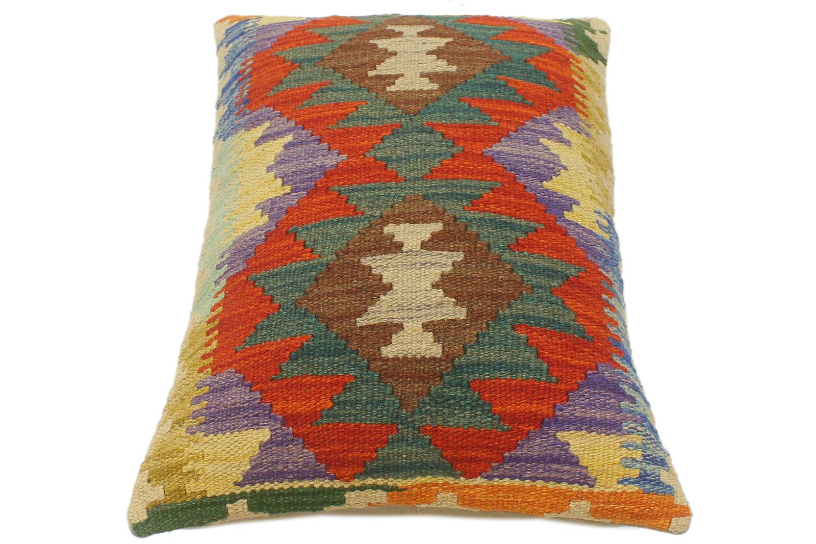 handmade Tribal Rust Blue Hand-Woven RECTANGLE 100% WOOL Pillow