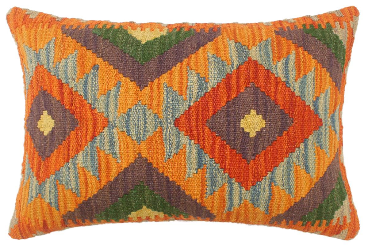 handmade Tribal Rust Blue Hand-Woven RECTANGLE 100% WOOL Pillow