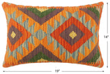 handmade Tribal Rust Blue Hand-Woven RECTANGLE 100% WOOL Pillow