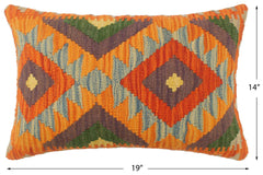 handmade Tribal Rust Blue Hand-Woven RECTANGLE 100% WOOL Pillow