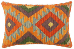 handmade Tribal Rust Blue Hand-Woven RECTANGLE 100% WOOL Pillow