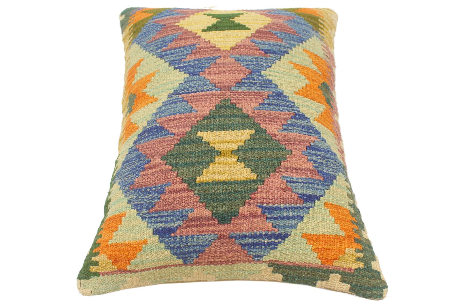 handmade Tribal Blue Rust Hand-Woven RECTANGLE 100% WOOL Pillow