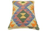 handmade Tribal Blue Rust Hand-Woven RECTANGLE 100% WOOL Pillow