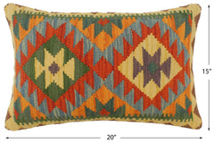 handmade Tribal Rust Blue Hand-Woven RECTANGLE 100% WOOL Pillow
