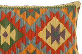 handmade Tribal Rust Blue Hand-Woven RECTANGLE 100% WOOL Pillow