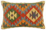 handmade Tribal Rust Blue Hand-Woven RECTANGLE 100% WOOL Pillow