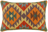 handmade Tribal Rust Blue Hand-Woven RECTANGLE 100% WOOL Pillow