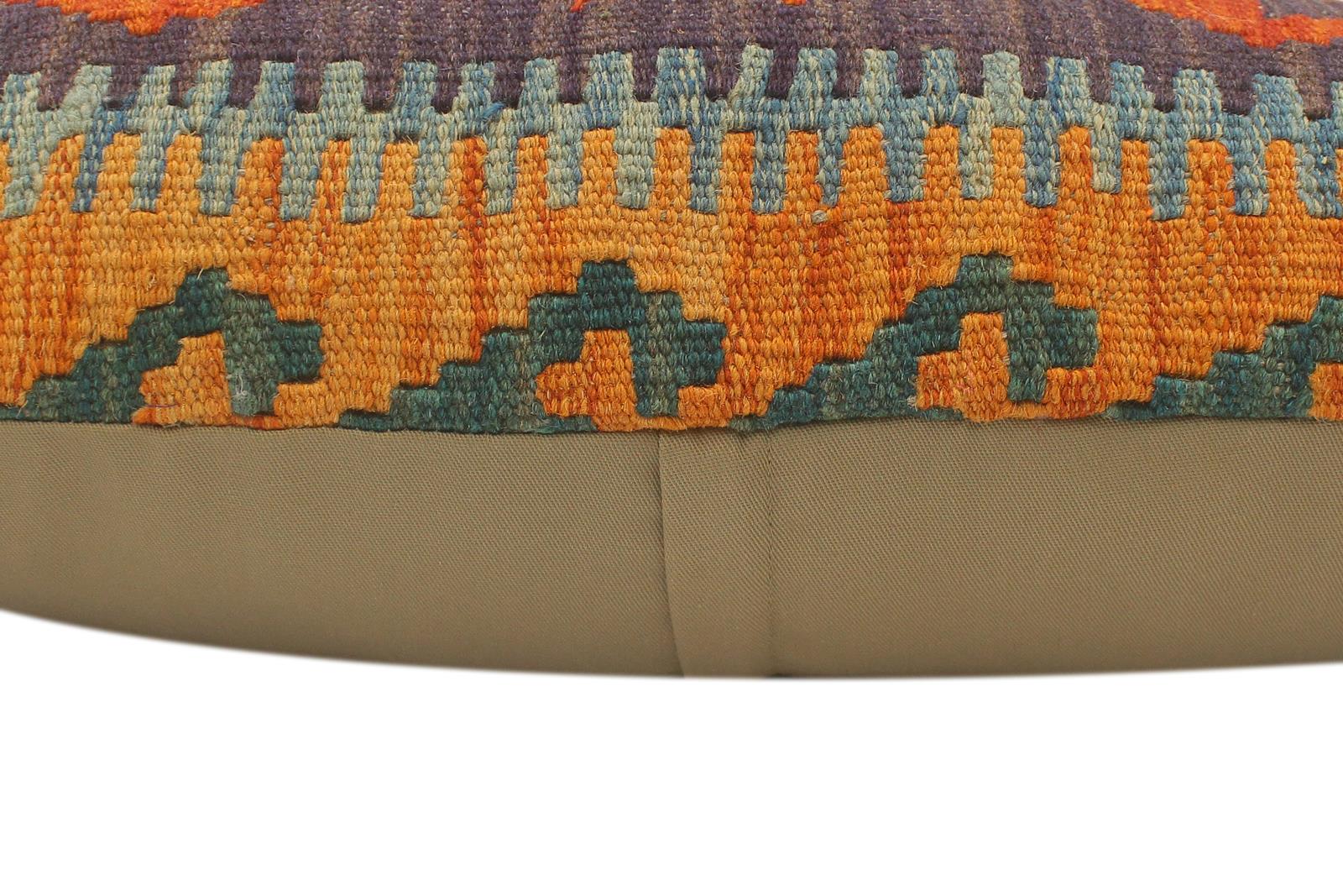 handmade Tribal Rust Blue Hand-Woven RECTANGLE 100% WOOL Pillow