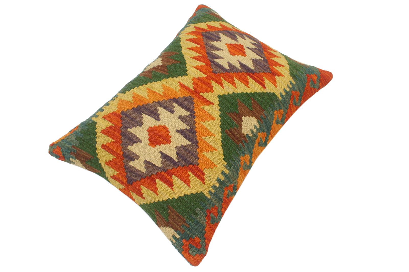 handmade Tribal Rust Gold Hand-Woven RECTANGLE 100% WOOL Pillow