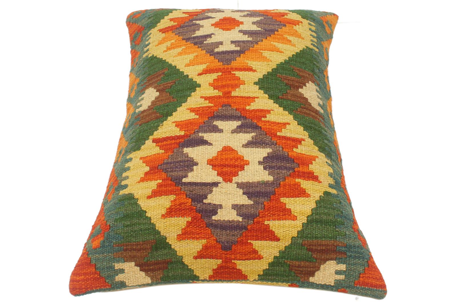 handmade Tribal Rust Gold Hand-Woven RECTANGLE 100% WOOL Pillow