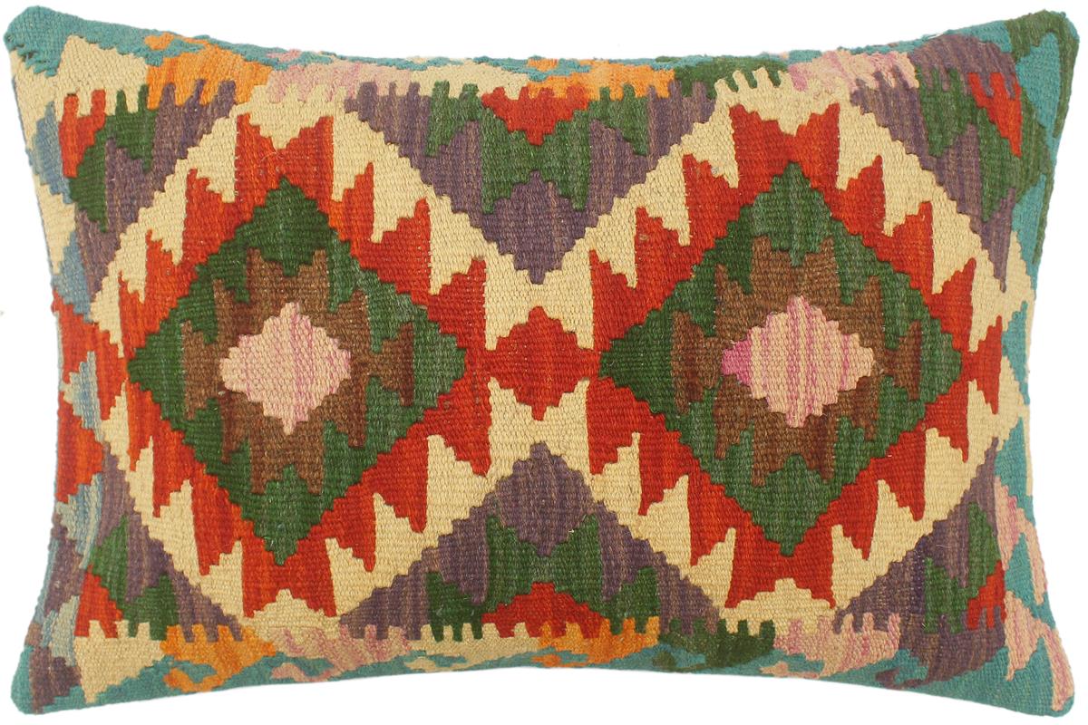 handmade Tribal Rust Blue Hand-Woven RECTANGLE 100% WOOL Pillow