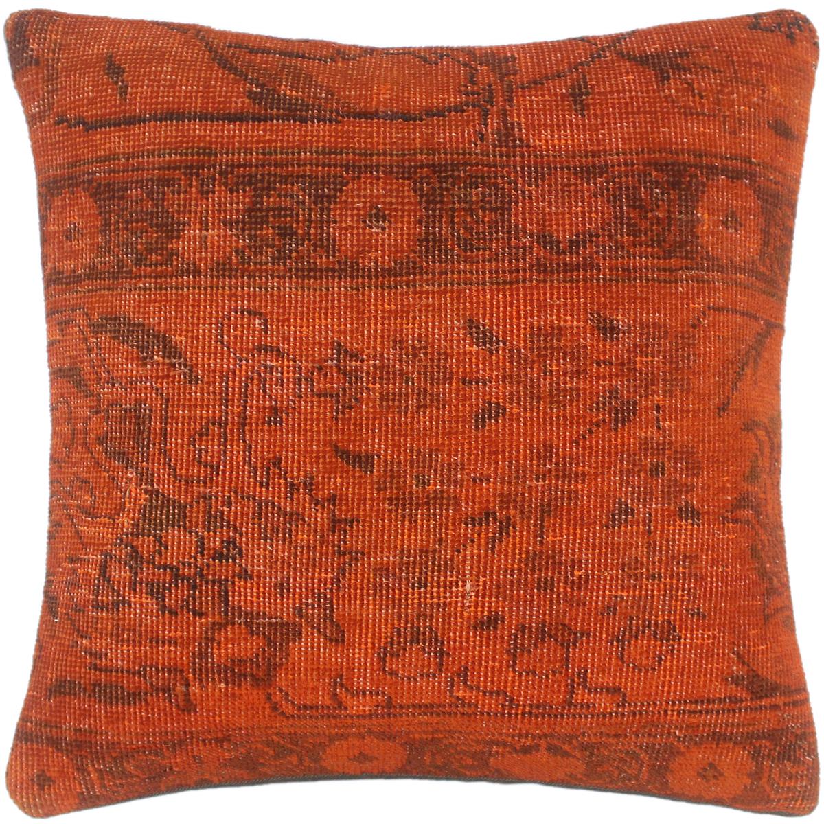 handmade Vintage Pillow Rust Brown Hand-Woven SQUARE 100% WOOL Vintage Pillow