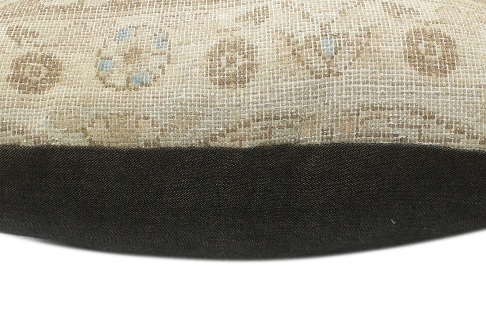 handmade Vintage Pillow Tan Blue Hand-Woven SQUARE 100% WOOL Vintage Pillow