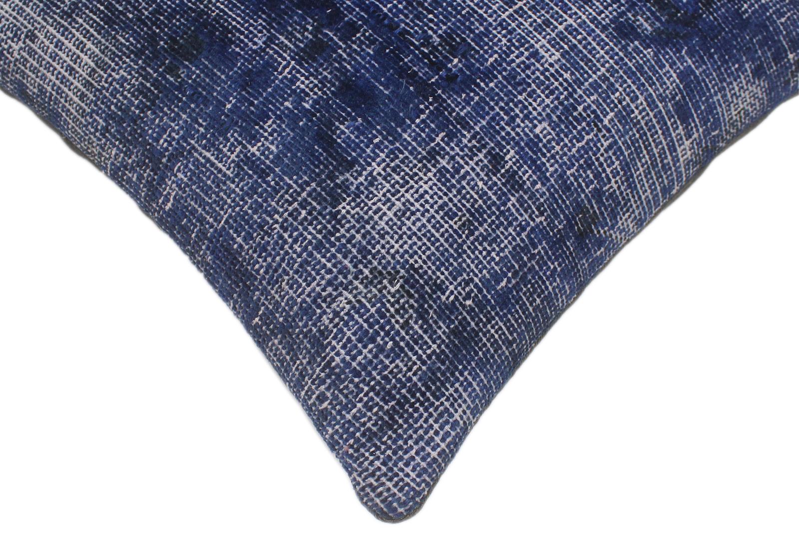 handmade Vintage Pillow Blue Blue Hand-Woven SQUARE 100% WOOL Vintage Pillow