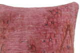 handmade Vintage Pillow Pink Blue Hand-Woven SQUARE 100% WOOL Vintage Pillow