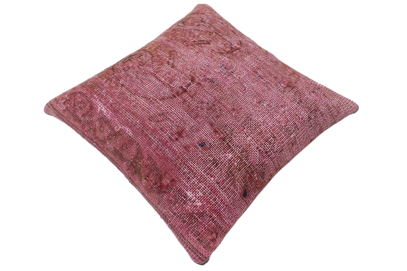 handmade Vintage Pillow Pink Brown Hand-Woven SQUARE 100% WOOL Vintage Pillow