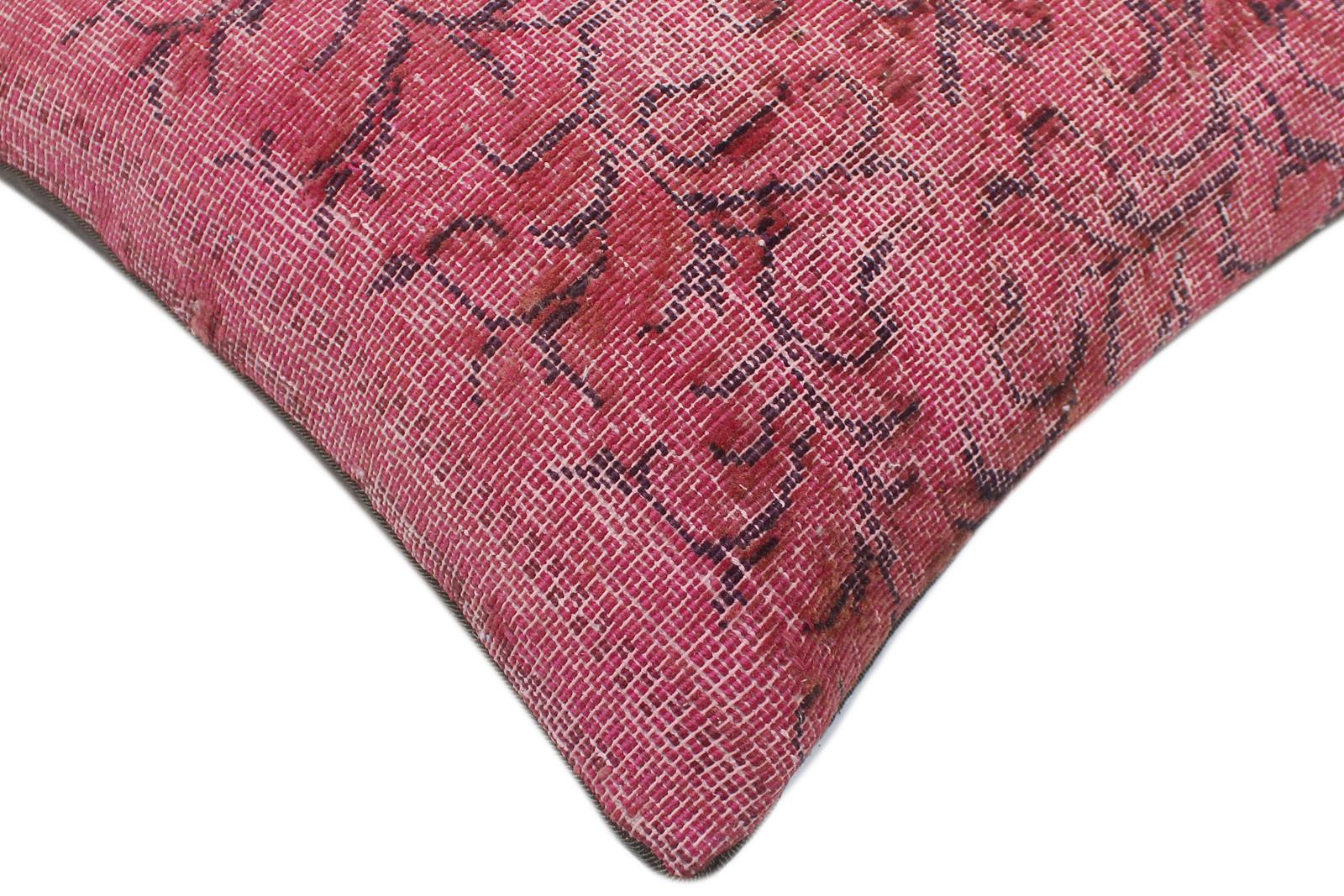 handmade Vintage Pillow Pink Blue Hand-Woven SQUARE 100% WOOL Vintage Pillow