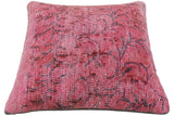 handmade Vintage Pillow Pink Blue Hand-Woven SQUARE 100% WOOL Vintage Pillow