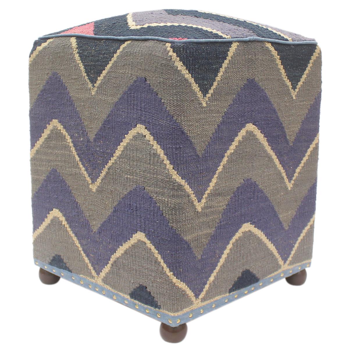 handmade Modern Ottoman Blue Gray Hand-made SQUARE handmade ottoman pouf15'' x 15'' x 21''