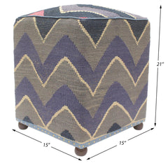 handmade Modern Ottoman Blue Gray Hand-made SQUARE handmade ottoman pouf