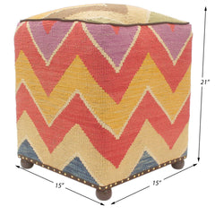 handmade Modern Ottoman Tan Red Hand-made SQUARE handmade ottoman pouf