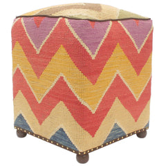 handmade Modern Ottoman Tan Red Hand-made SQUARE handmade ottoman pouf15'' x 15'' x 21''