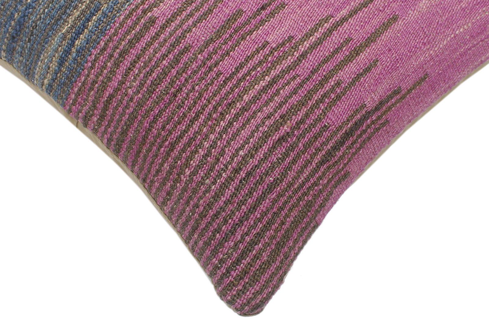 handmade Modern Blue Gray Hand-Woven SQUARE 100% WOOL Pillow