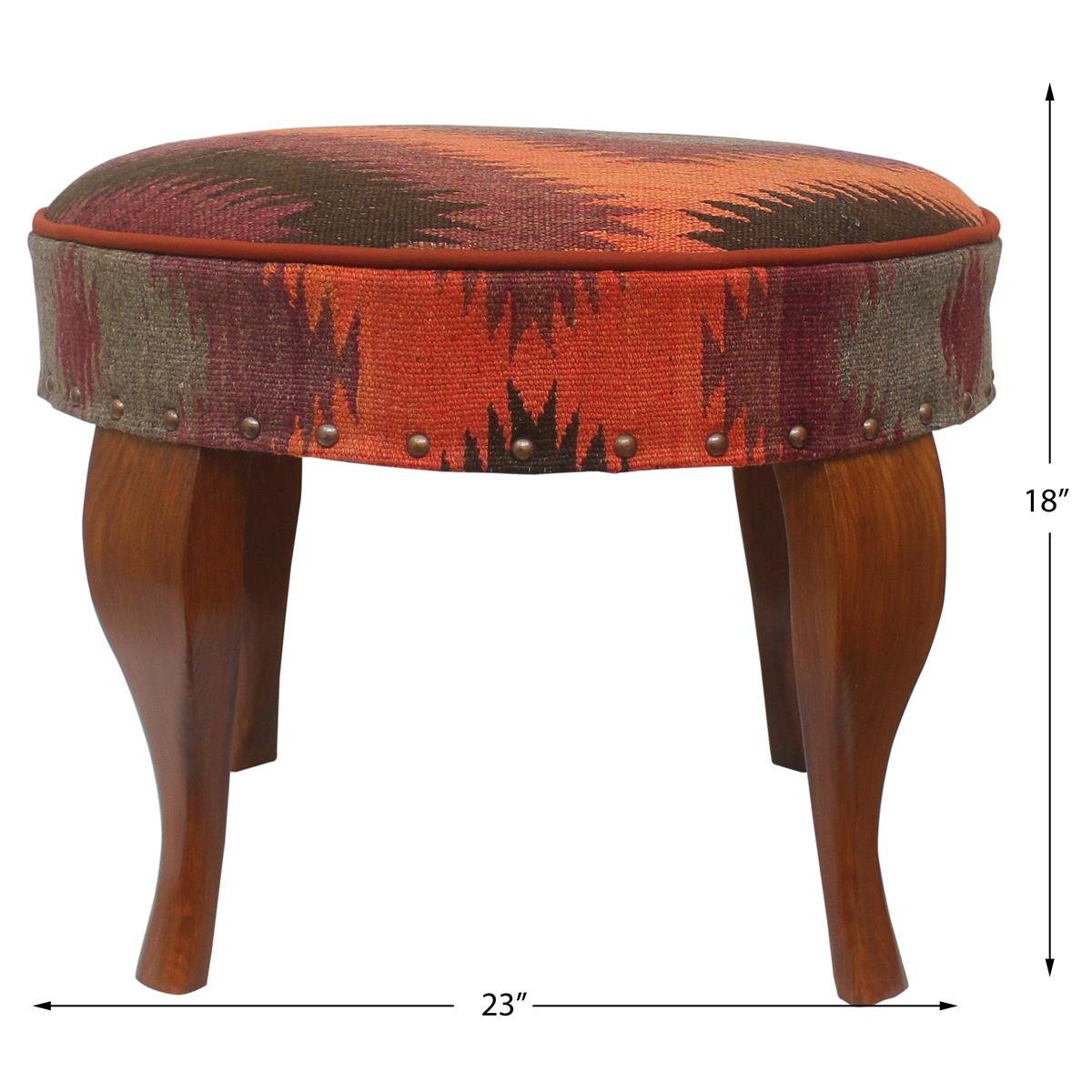 handmade Traditional Victorianot Rust Blue Hand-made ROUND JAQUARD area rug  23'' x 23'' x 18''