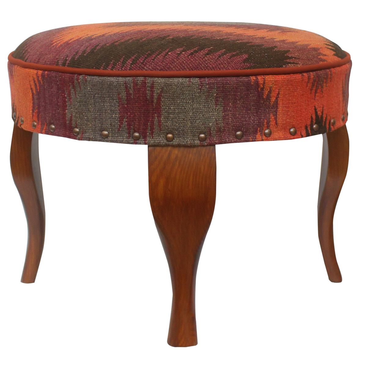 handmade Traditional Victorianot Rust Blue Hand-made ROUND JAQUARD area rug  23'' x 23'' x 18''